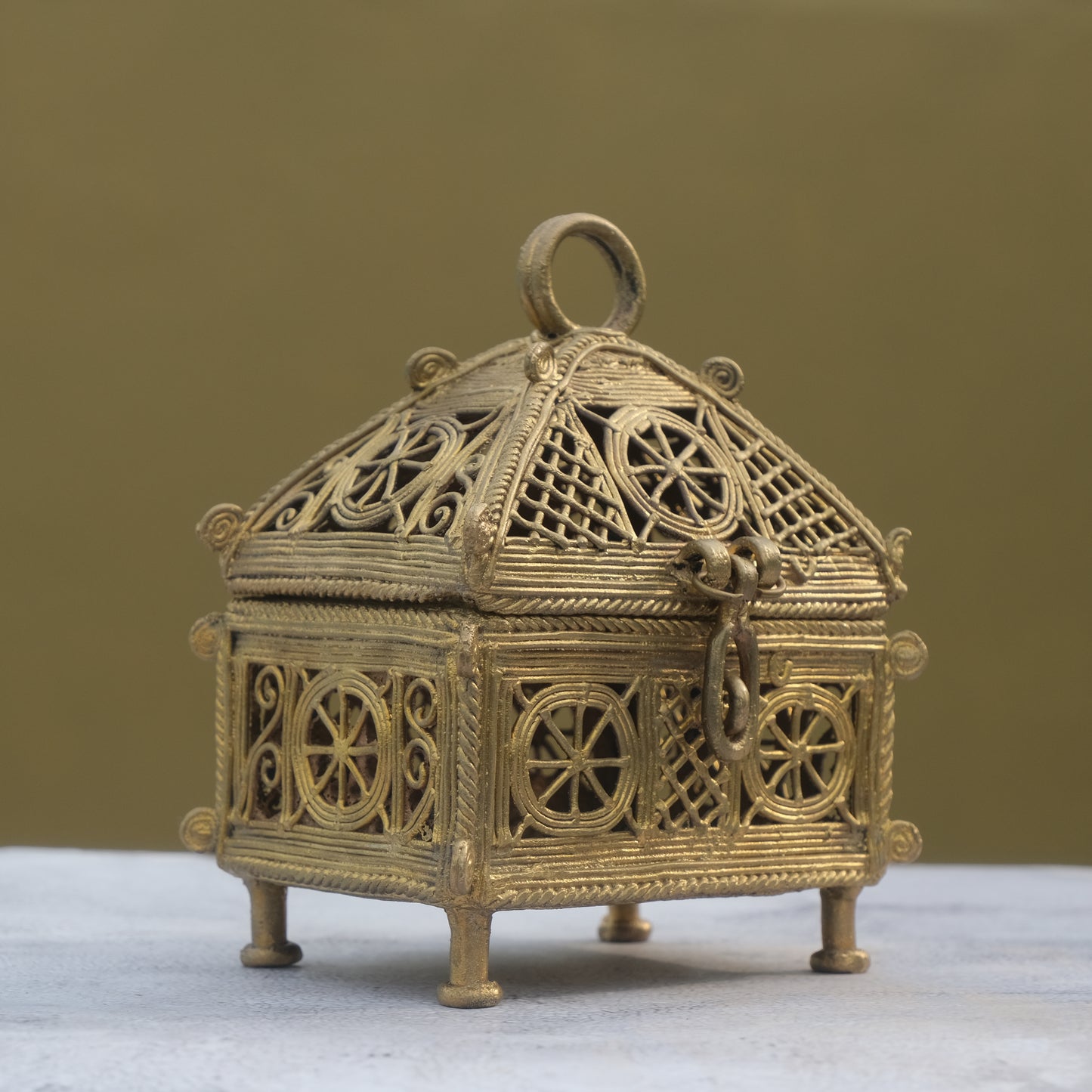 Nuagaon Dhokra Rewaz Jewelry box — Handcrafted Lost-Wax Brass Showpiece