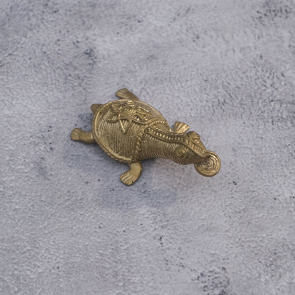 Dhokra Craft Turtle Holding Coin Vastu Showpiece