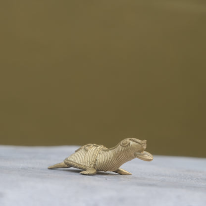 Dhokra Craft Turtle Holding Coin Vastu Showpiece