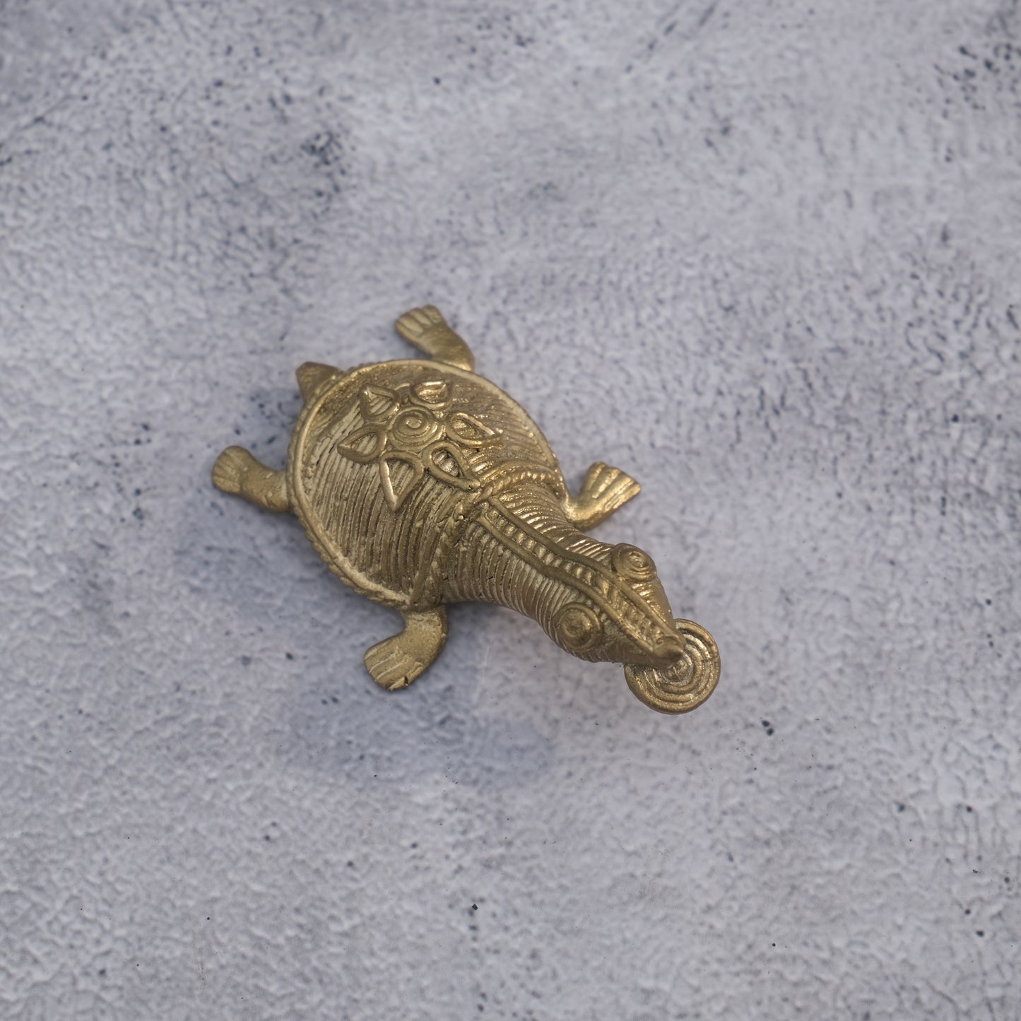 Dhokra Craft Turtle Holding Coin Vastu Showpiece