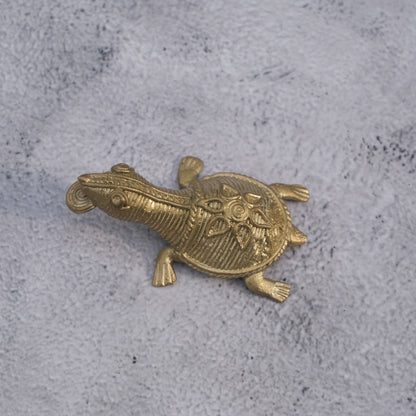 Dhokra Craft Turtle Holding Coin Vastu Showpiece