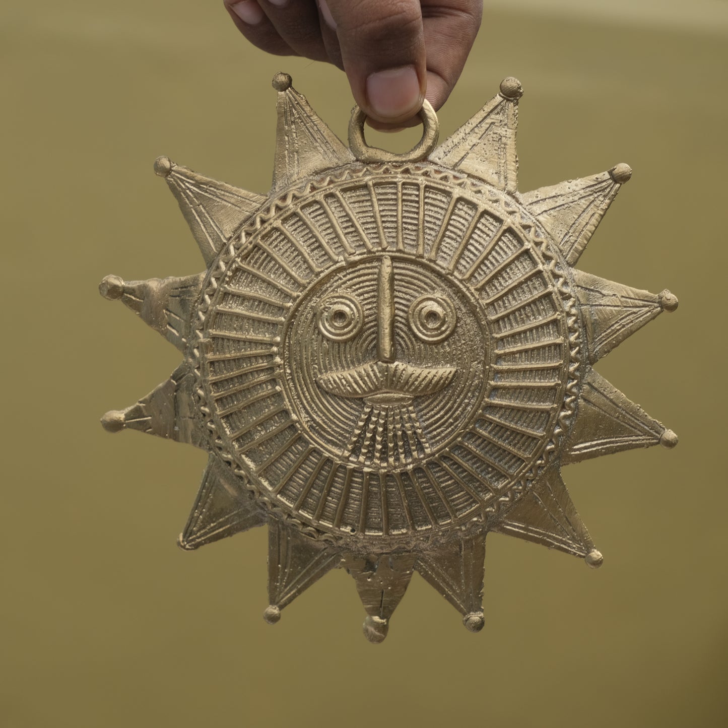 Dhokra Craft Sun Face Wall Hanging Showpiece