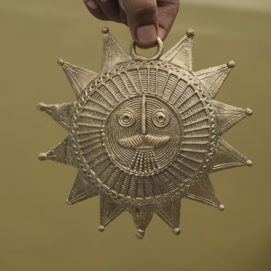 Dhokra Craft Sun Face Wall Hanging Showpiece