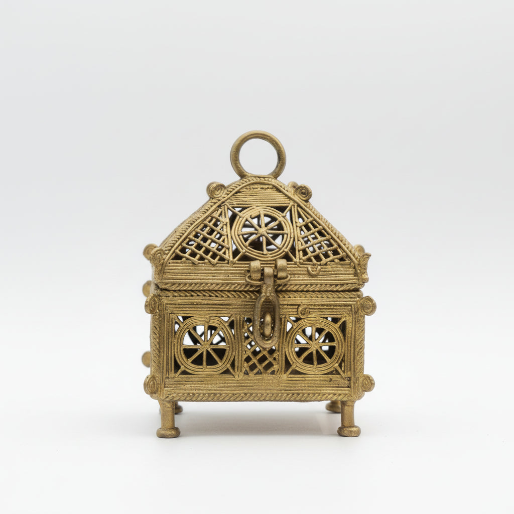 Handmade dhokra craft jewelry box