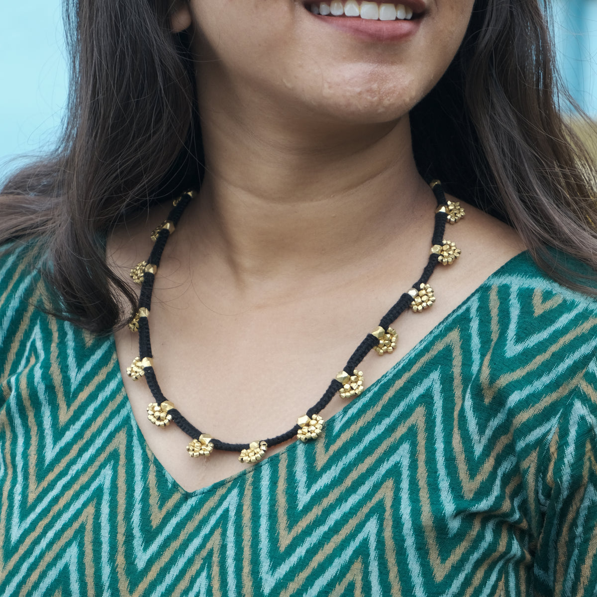 Handmade Dhokra brass necklace tribal jewelry Odisha