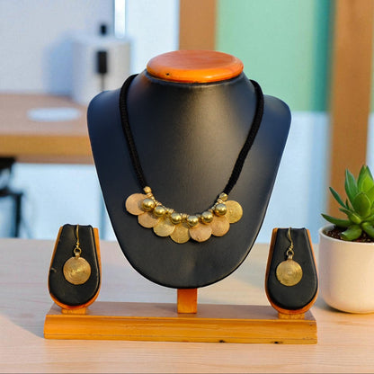 Authentic Odisha Dhokra jewelry set featuring traditional tribal motifs; 4000-year-old ancient metal craft technique by KalaKart.