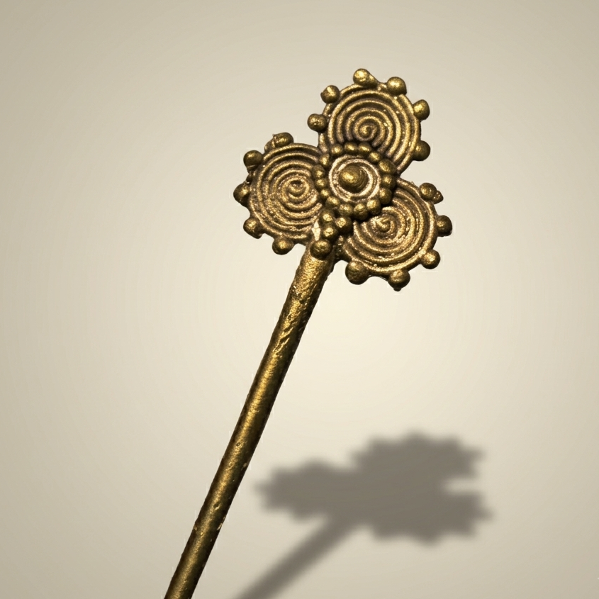 Handmade Dhokra brass hair pin tribal jewelry Odisha
