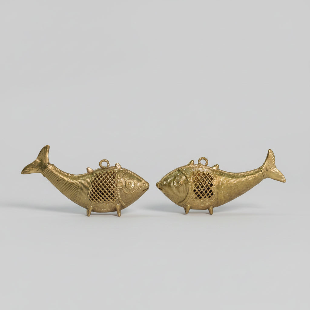 A Dhokra craft handmade brass fish 