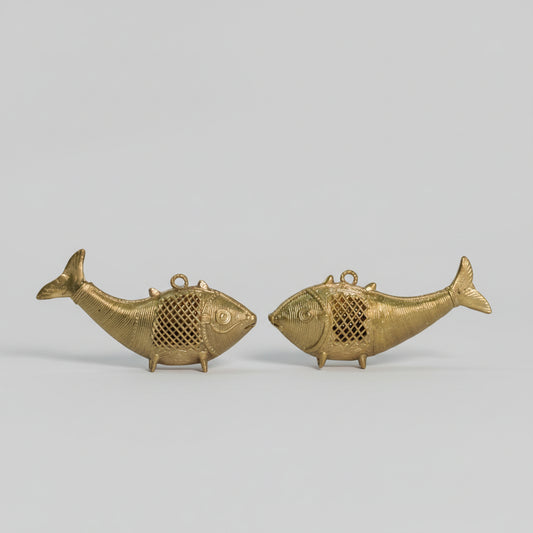 A Dhokra craft handmade brass fish 