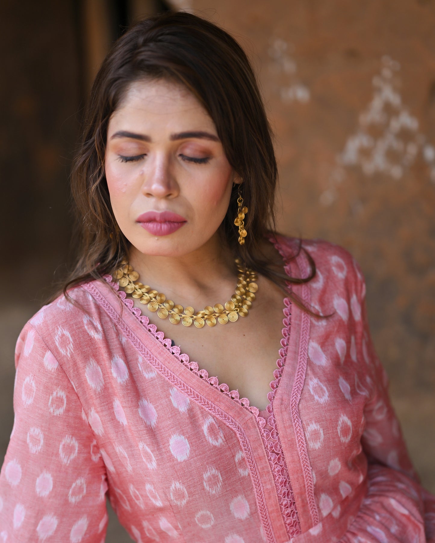 Handcrafted Dhokra metal necklace with tribal motifs by KalaKart