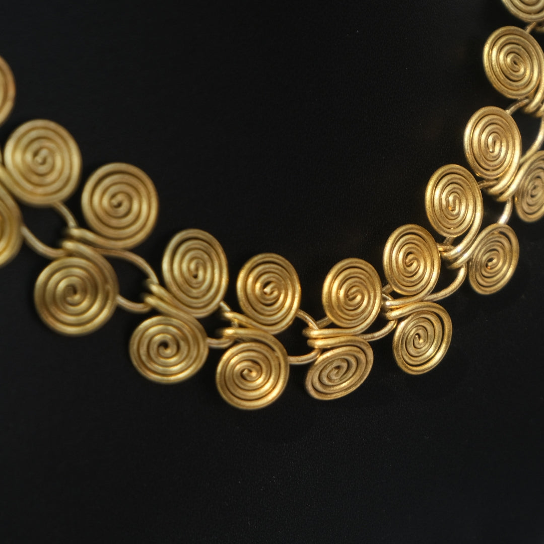 Handcrafted Dhokra metal necklace with tribal motifs by KalaKart