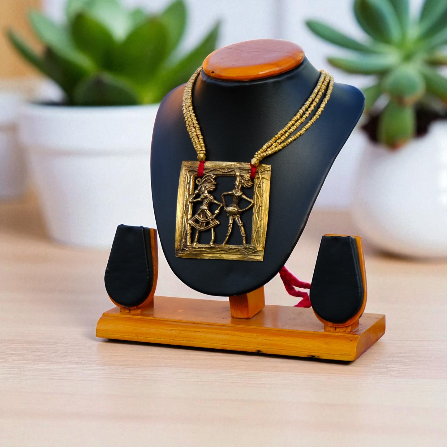 Statement Dhokra brass choker necklace; perfect handmade accessory for linen sarees, ethnic office wear, or bohemian fashion.