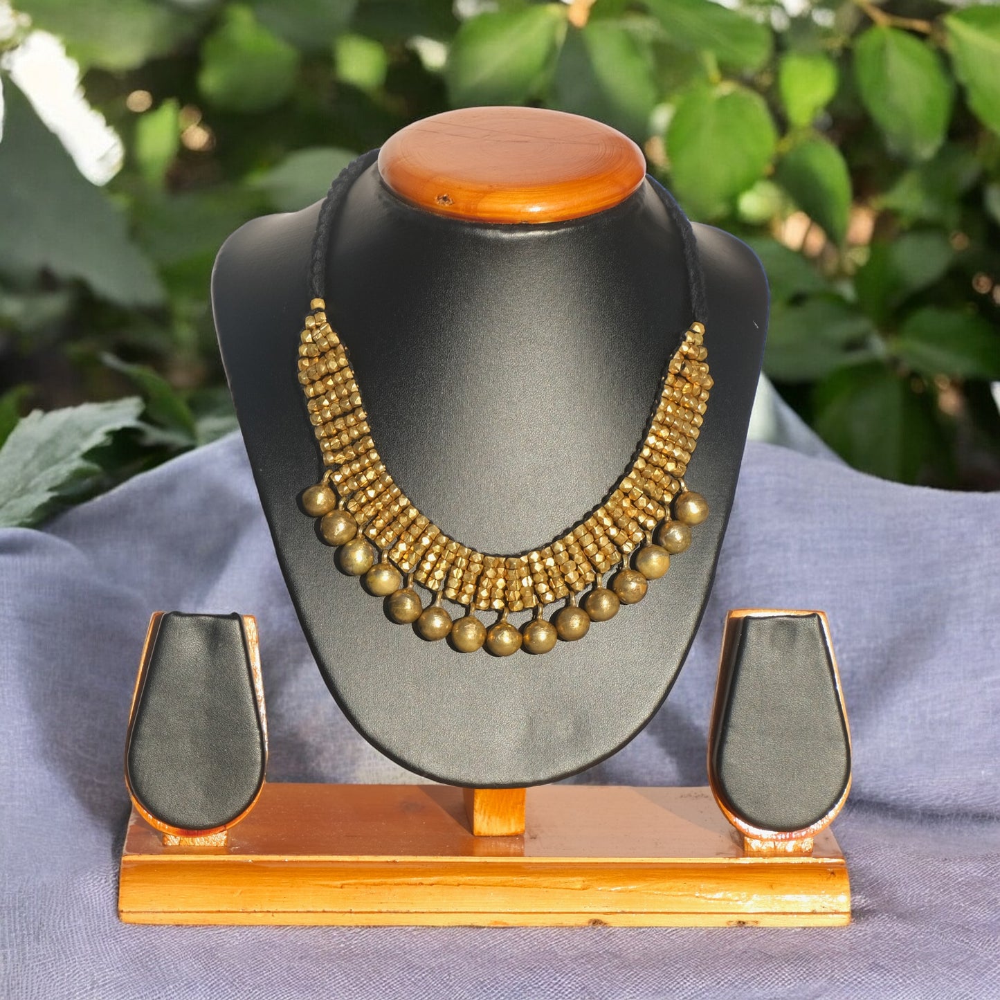 Handmade Dhokra brass necklace tribal jewelry Odisha
