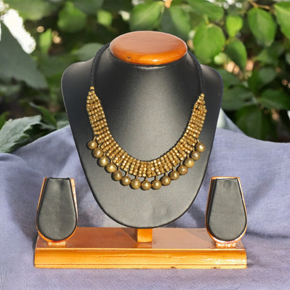Handmade Dhokra brass necklace tribal jewelry Odisha