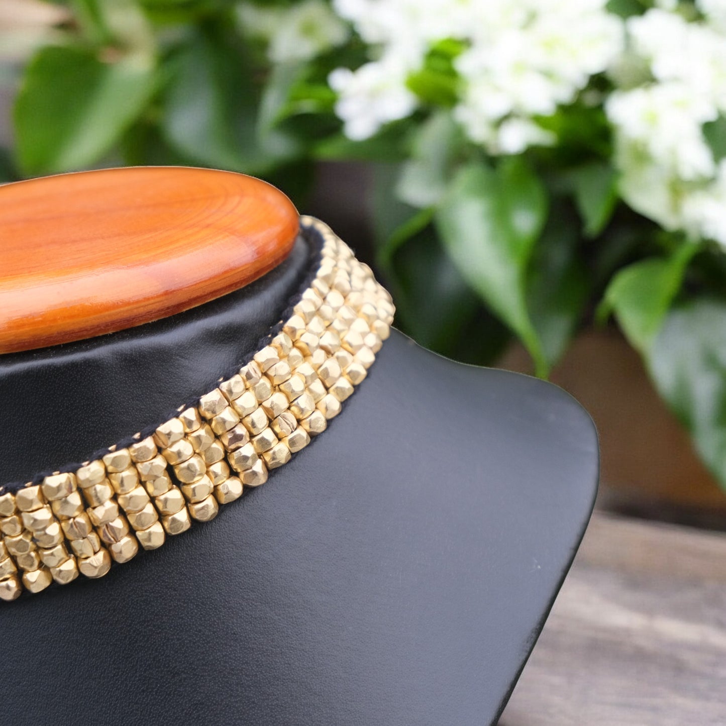 Handcrafted Dhokra chocker necklace with tribal motifs by KalaKart