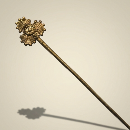 Dhokra Craft Handmade Hair Pin - Authentic Tribal Brass Accessory India