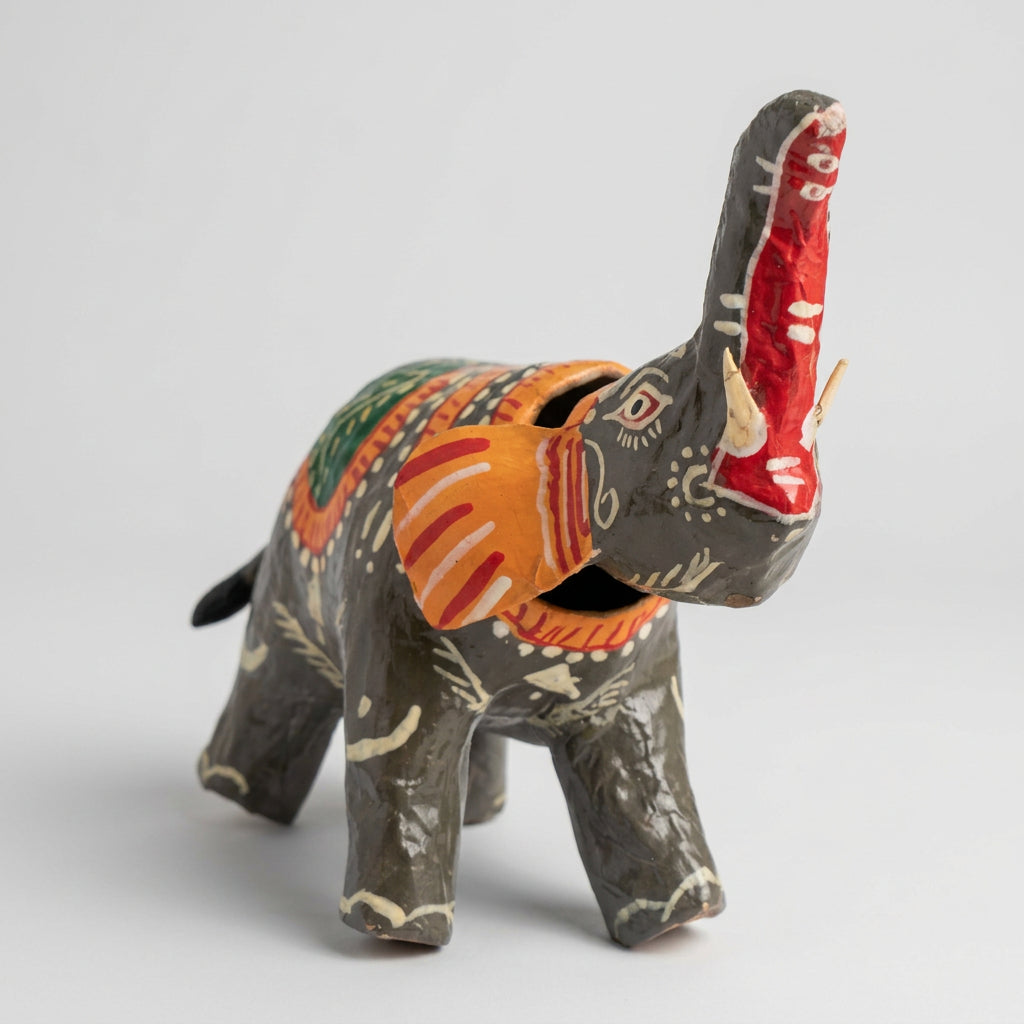 Grey_bobblehead_elephant_paper_mache_showpiece_8_inch