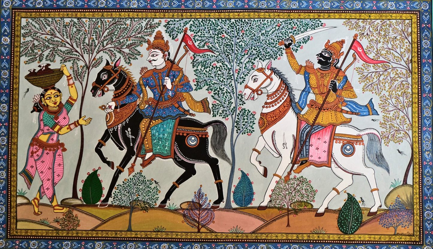 Pattachitra Painting – Kanchi Abhijan by Sri Bhaskar Mohapatra