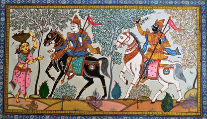 Pattachitra Painting – Kanchi Abhijan by Sri Bhaskar Mohapatra