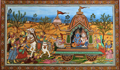 Pattachitra Painting - Mathura Vijay by Sri Bhaskar Mohapatra
