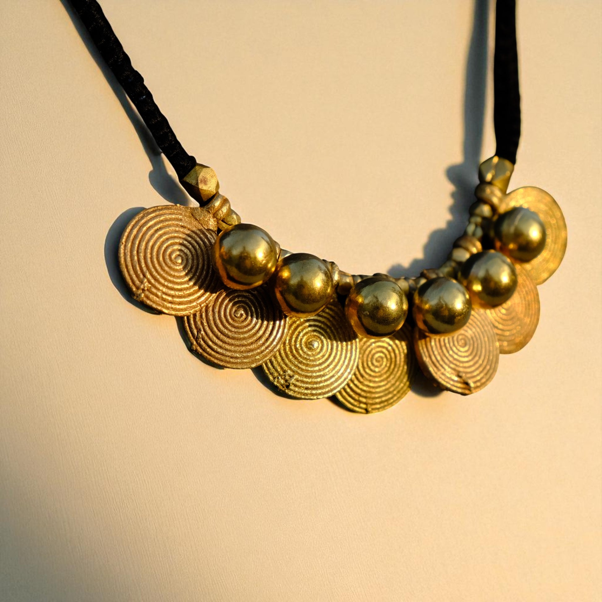 Authentic Odisha Dhokra jewelry set featuring traditional tribal motifs; 4000-year-old ancient metal craft technique by KalaKart.