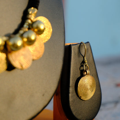 Authentic Odisha Dhokra jewelry set featuring traditional tribal motifs; 4000-year-old ancient metal craft technique by KalaKart.