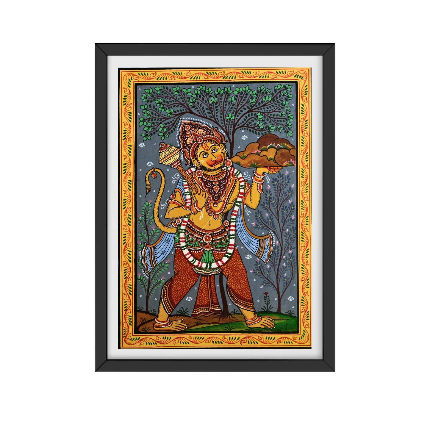 Pattachitra Painting - Sri Hanuman by Sri Bhaskar Mohapatra