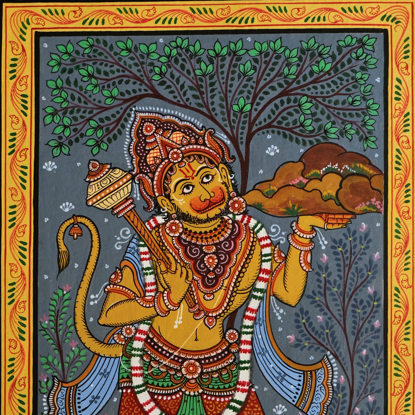 Pattachitra Painting - Sri Hanuman by Sri Bhaskar Mohapatra