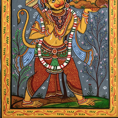 Pattachitra Painting - Sri Hanuman by Sri Bhaskar Mohapatra