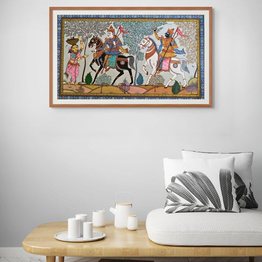 Pattachitra Painting – Kanchi Abhijan by Sri Bhaskar Mohapatra