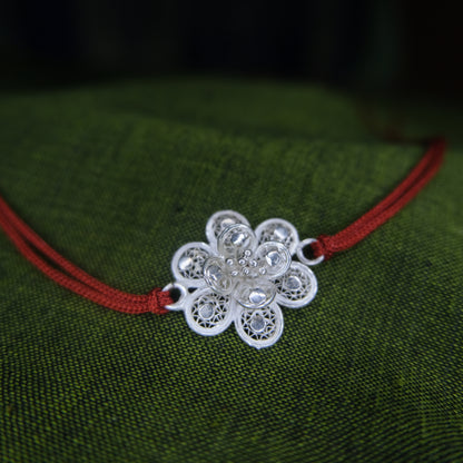 Silver Filigree Handmade Phool Rakhi