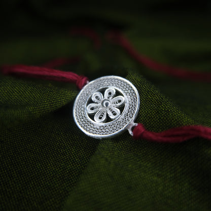 Silver Filigree Handmade Chakra Rakhi