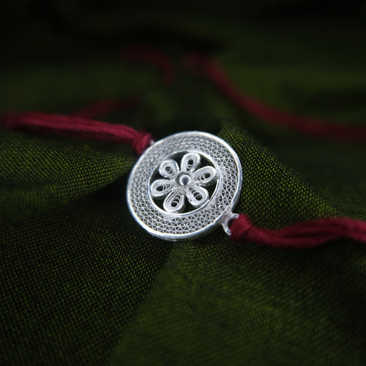 Silver Filigree Handmade Chakra Rakhi