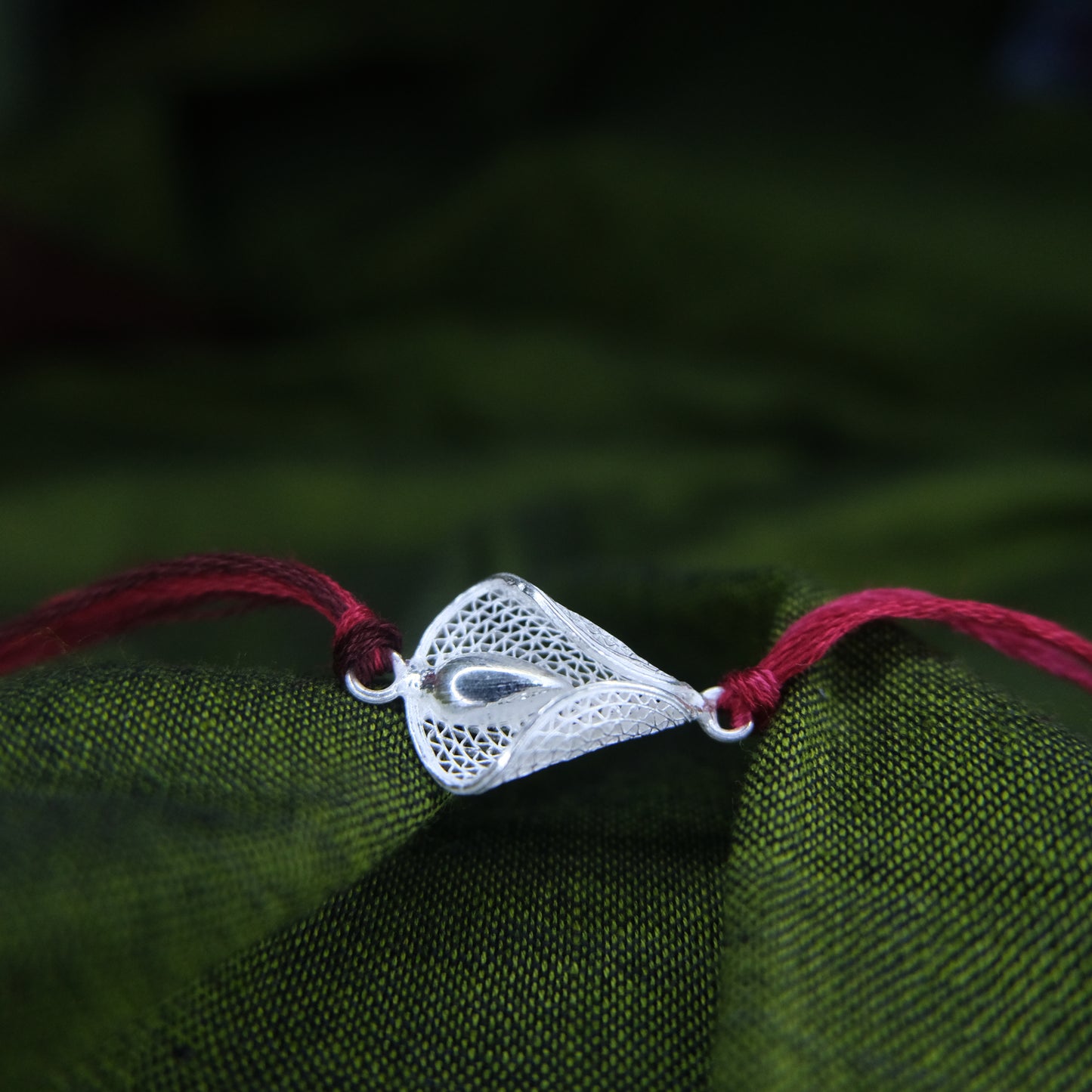 Silver Filigree Handmade Rain Drop Rakhi