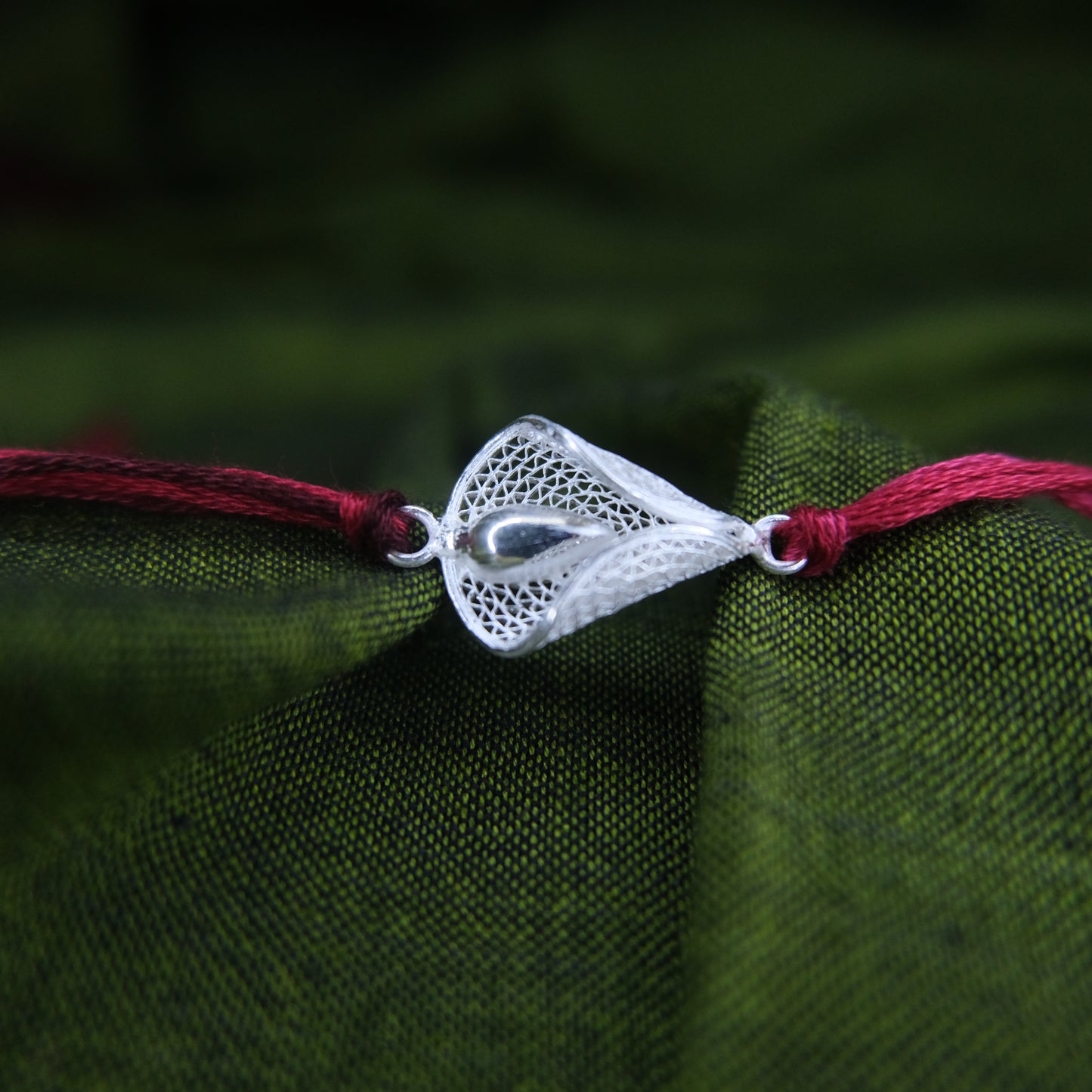 Silver Filigree Handmade Rain Drop Rakhi