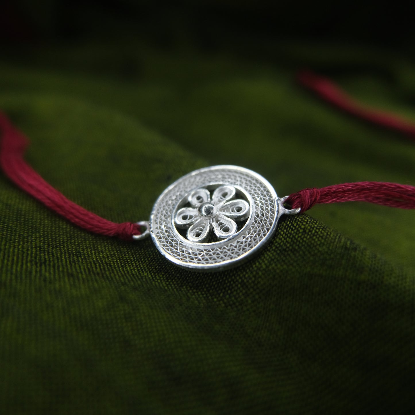 Silver Filigree Handmade Chakra Rakhi