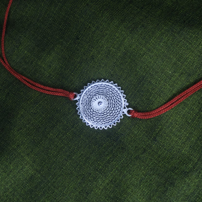 Silver Filigree Handmade Chaand Rakhi