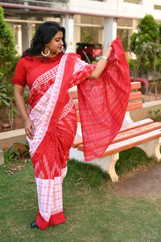 Maniabandha Kumbha Pattern Cotton Saree